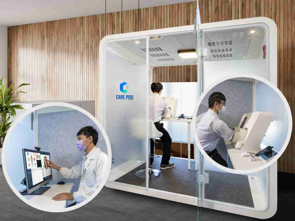 达擎于医疗科技展中展出＂远距诊疗舱＂，，，以因应医疗数字化及社会高龄化趋势下、、复诊及慢性病患等族群对于远距看诊需求逐渐升高所推出的创新整合方案。。。。多功能合一、、、、高隐私性的远距诊疗舱可根据病患端与医师端的不同需求，，提供弹性化及客制化功能，，节省医生和病患的精力及时间