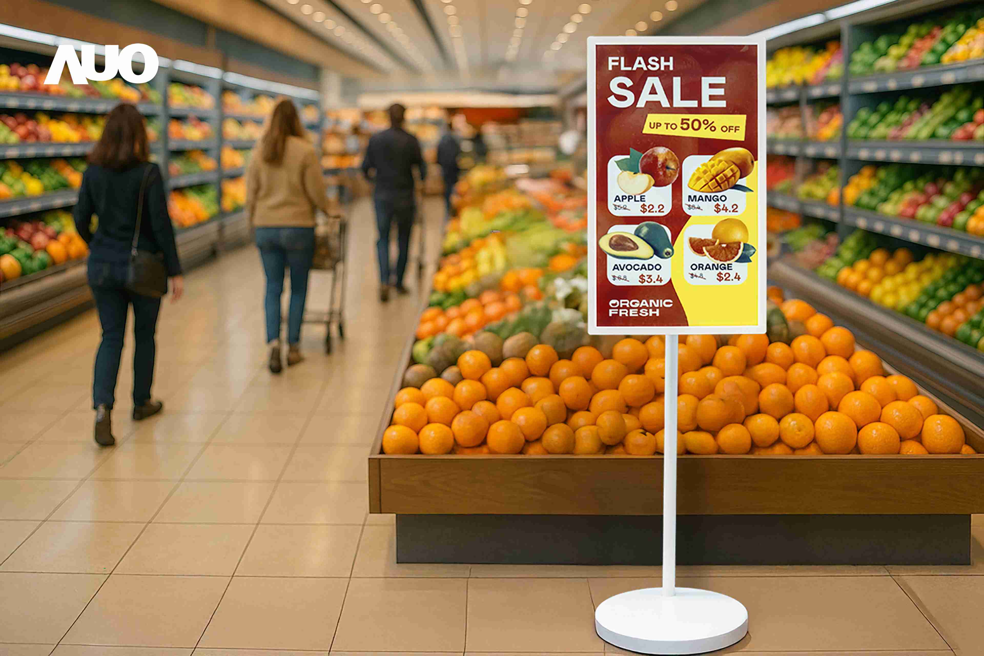 达擎首亮相低功耗、、全彩的〝aecoPost电子纸解决方案〞，，，仅在更新画面时需要微量的电力驱动，，，，无需布建电线的便捷设计，，，，使其可灵活应用、、、随意置放，，，，并可透过云端或行动装置app，，轻松管理及排程广告内容，，晋升店头营销利器。。。。